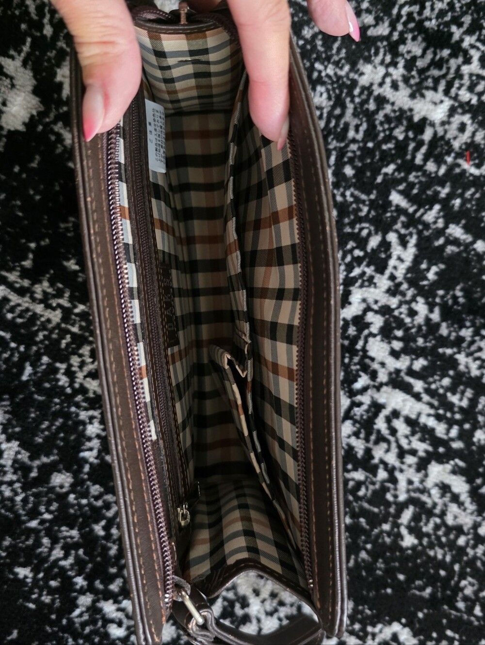 DAKS London Brown Leather Clutch Bag - Picture 7 of 8